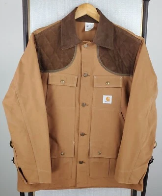 VTG CARHARTT Size Large USA Made Hunting Canvas Duck Jacket Game Pouch Sandstone - Image 1 of 4