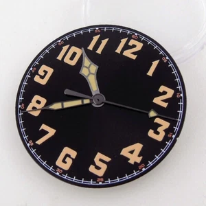 33.6mm Black Dial Luminous Mark Fit Vintage Pilot Style NH35 NH36 Movement Watch - Picture 1 of 9