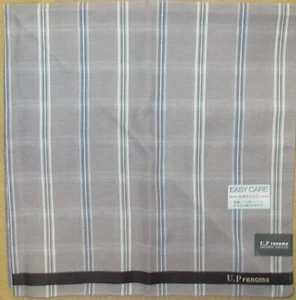 U.P RENOMA *Gray Stripe Easy Care Scarf Handkerchief 50cm /MESIBE*22 - Picture 1 of 5
