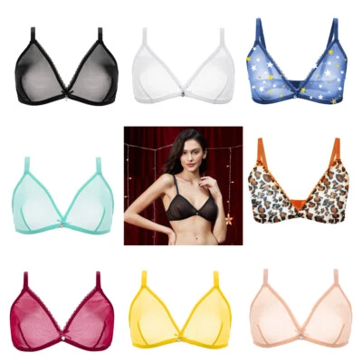Ladies Bras Sexy Mesh Transparent Brassiere Ultra-thin Soft Lace Lingerie Bra BH - Image 1 of 4