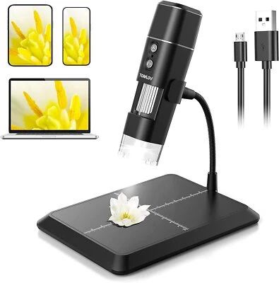 TOMLOV DM1 WiFi Wireless Digital Microscope 1000X 1080P HD USB Coin Microscope - Image 1 of 4