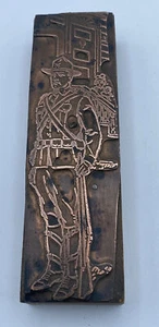 Antique Printing Block With WW1 Doughboy Soldier Leaving Home - Picture 1 of 8