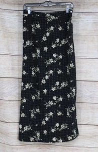 VINTAGE Notations Clothing Co Womens Size Large Floral Maxi Long Skirt Black - Picture 1 of 8