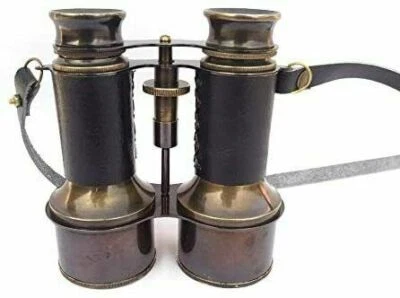 Sifaat World 6" Black Antique Solid Brass Black Leather Binocular-Christmas gift - Image 1 of 4