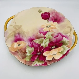 D&C Limoges Platter 2 Handle France Dish Floral Hand Painted Antique 1900s 9” - Picture 1 of 12