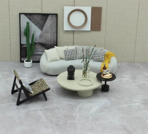 1:20 Dollhouse Miniature Living Room Furniture Knitted Sofa Table Chair Set