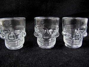 3 Skull Head Shot Glass Cup Glass Crystal Whisky Vodka Cup 2.5" H - Picture 1 of 5