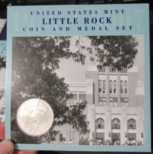 2007 US Mint Little Rock Coin & Medal Set, BU Silver Dollar & Bronze Medal, Gift - Picture 1 of 7