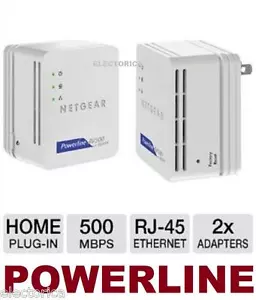 NETGEAR 500 Mbps POWRELINE NANO ETHERNET ADAPTER KIT INTERNET WIRELESS NETWORK - Picture 1 of 7