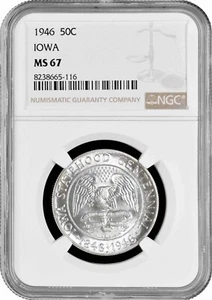 USA half dollar 1946, NGC MS67, "100th Anniversary - State of Iowa" silver coin - Picture 1 of 2
