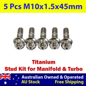 5 Pcs M10x1.5x45mm Titanium Stud Kit for Manifold & Turbo - Foto 1 di 4