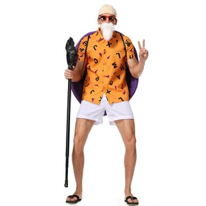 Dragon Ball Z Master Roshi Costume Kame Sennin Suit Anime Halloween Cosplay Set - Picture 1 of 8