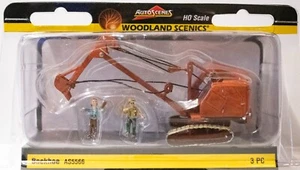Woodland Scenics HO #5566 Backhoe & 2 Figures - Assembled - Picture 1 of 1