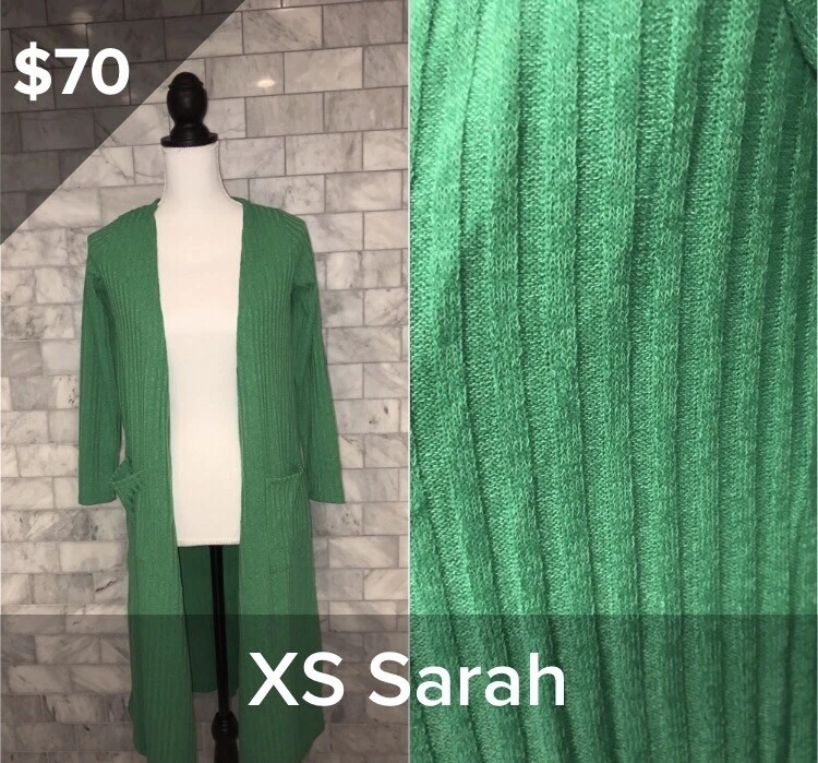 Cárdigan largo LuLaRoe "Sarah" talla XS extra pequeño nuevo con etiquetas verde sólido Foto 1 de 1