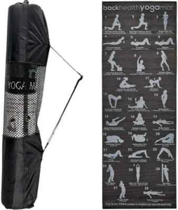 Yoga Mat Non-Slip Pilates Gym Workout With Asana Postures Printed + Carry Bag - Picture 1 of 6