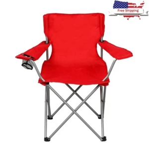 Sedia da Campeggio Quad Pieghevole con Portabicchieri Sedile Portatile Attività Esterno Rosso Massiccio - Foto 1 di 6
