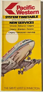 Pacific Western Airlines Flugplan 1981 Kanada Calgary Toronto Vancouver - Bild 1 von 2