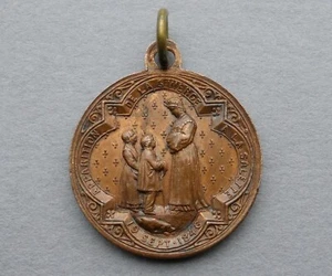 Our Lady of Salette, Apparition 1846. French Antique Religious Pendant. Medal. - Picture 1 of 4