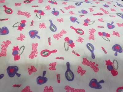 Lápiz labial vintage años 90 Barbie tela algodón jersey tejido rosa brillo espejos 36 X 64 Foto 1 de 4