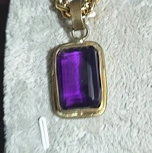 Collar de amatista vintage de 44,95 quilates lleno de oro cadena de 24" - Imagen 1 de 5