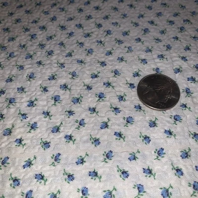 Tela Seersucker Rosebud Azul 34 x 16" Verdadero Vintage Foto 1 de 2