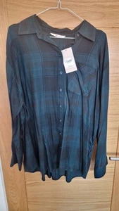 BNWT TU Oversized Chequered Green Shirt Size 14 - Picture 1 of 3