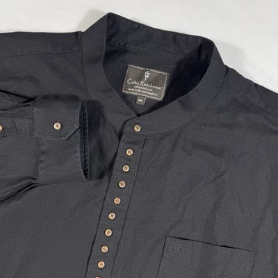 Celtic Ranchwear Shirt Traditional Irish Men 3XL Black LS Button Up Linen Blend - Image 1 of 4