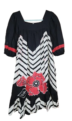 Vintage 1970s Ramona Rull Dress sz P Small Chevron Floral Tunic Designer NEW NWT - Image 1 of 4