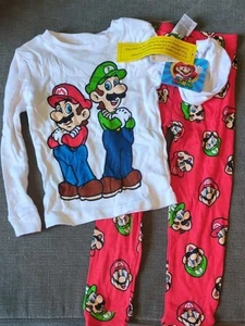 Toddler Boys' Snug Fit Super Mario Cotton Pajama Set - Red 4 Toddler Luigi NWT - Picture 1 of 4