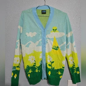 Alab Cardigan Grafico Alieni Verde Giallo - Foto 1 di 3