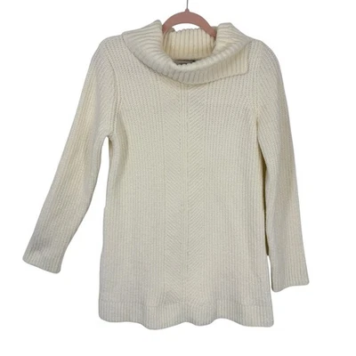 Nuevo Suéter Túnica Cuello Alto Liz Claiborne Talla Pequeña Marfil Chenilla Tejido Foto 1 de 4