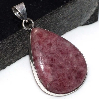925 Silver Plated Rhodonite Ethnic Pendant Handmade Jewelry Size 2" JW - Image 1 of 3