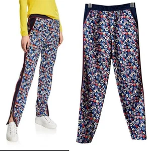 Rag & Bone Floral Track Pants Womens Size Small Joggers Navy Blue Ankle Zipper - Picture 1 of 5