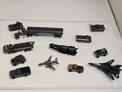 Set of 12 Vintage Die Cast Military Army Tanks , Planes,  Hauler,  Jeep , Truck - Image 1 of 4