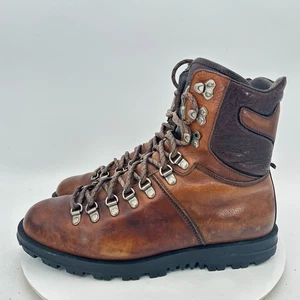 Gucci 181853 Brown Leather Hiking Boots Men Size UK 8 US 9 Wide Vintage Boot - Picture 1 of 12