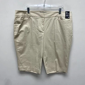 New York & Co 7th Ave Women Beige Stretch High Rise Flat Front Bermuda Shorts 18 - Picture 1 of 9