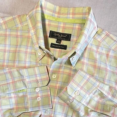 Bobby Jones Collection L Yellow Plaid Long Sleeve Cotton Shirt Woven in Italy - Image 1 of 4