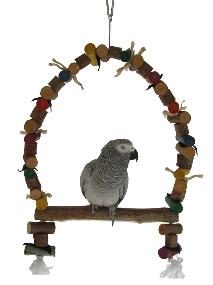 MARKENLOS Papageienspielzeug Schaukel, Naturholz, Knabbervergnügen, 36 cm Stange Natur pur