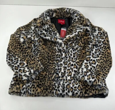 Guess Delvey Faux Fur Button up Coat Women's Size Large Animal Cheetah Print - Image 1 of 4