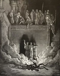 Die Drei Hebräer IN Der Ölofen Gustave Golden 1868 Martyr Bucher Israel - Bild 1 von 3
