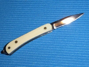 VINTAGE SMALL MINI FOLDING POCKET KNIFE /KEYCHAIN BONE SCALES UNIQUE DESIGN BACK - Picture 1 of 10