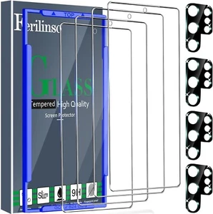 4 Pc Screen Protector + 4 Pc Camera Lens Protector for Samsung Galaxy S24 Ultra - Zdjęcie 1 z 7