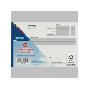 20x Stylex Quittungsblock 2x40 Blatt DIN A6 selbstdurchschreibend - Bild 1 von 4