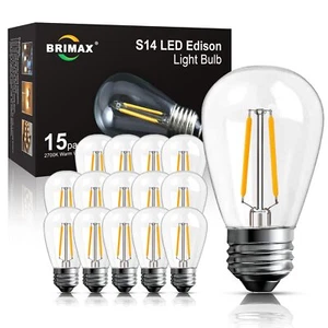 2w S14 Led Edison Light Bulbs Outdoor 11w Incandescent Filament Bulb 2700K Br... - Picture 1 of 8
