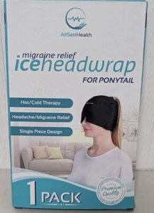 Cappello avvolgente testa ghiaccio gel freddo per sollievo mal di testa ed emicrania con foro coda pony - Foto 1 di 5