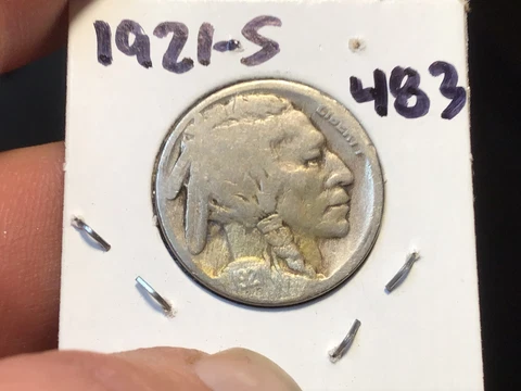 1921-S Buffalo Nickel, Lower Mintage Date, Restored Date Cover