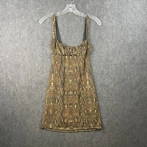 Urban Outfitters Dress Women's Extra Small Brown Snake Animal Print Mini Slip - Picture 1 of 7