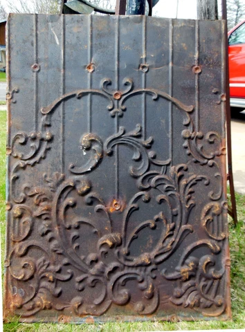 SALE Antique Victorian Ceiling Tin Tile Nouveau Fleur De li Cover
