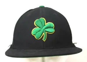 Three Leaf Clover, Fitted 7 3/8, Black, Mitchell & Ness Baseball Hat, Small Tear - Picture 1 of 10