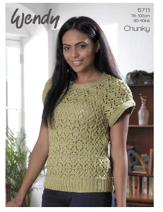 Wendy Grueso Tejido Patrón Folleto 5711 Damas Jersey 30-40 in 76-102cm - Imagen 1 de 1